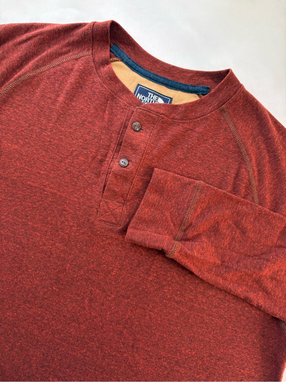 The North Face California Heritage Henley Shirt Mens XL Rust Red Long Sleeve